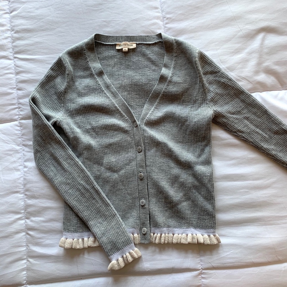 Rebecca Taylor (Size XS) cropped grey wool sweater
